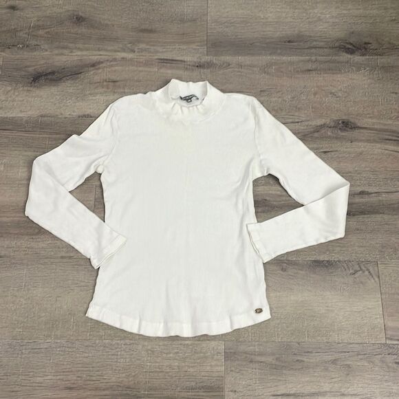 Mat De Misaine Couture White Mock Neck Long Sleeve Shirt Size 40 or M - Picture 1 of 5